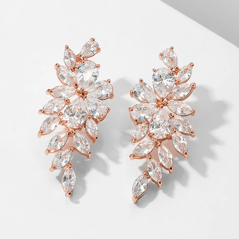 Женские серьги-подвески с фианитом длинные серьги кристаллами огранка камня