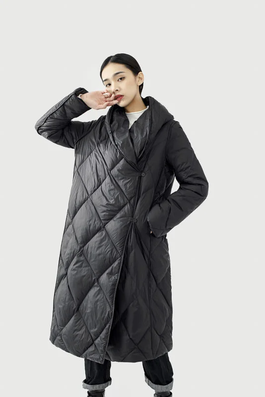 

winter clothing hooded down jacket women's new 2020 simple style diamond check car line hooded down jacket