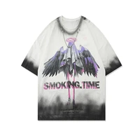 high street clothing spray paint old short sleeved summer mens dark hiphop fried street body necklace t shirt