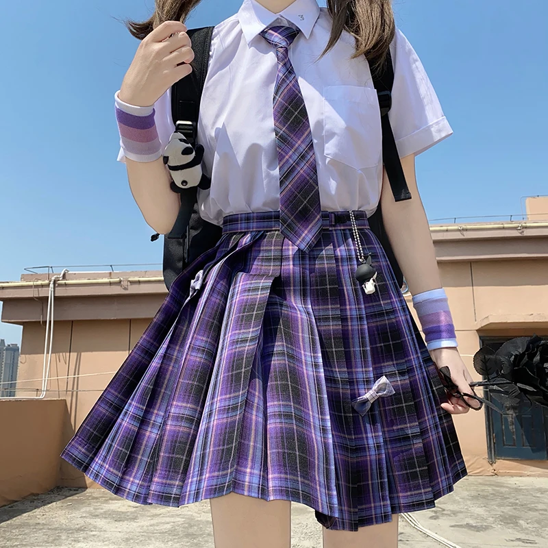 

Japanese School Skirts Plaid Pleated Skirt Student Cosplay Anime Mini Grid Skirt Jk Uniforms Sailor Suit Short Skirts for Girls