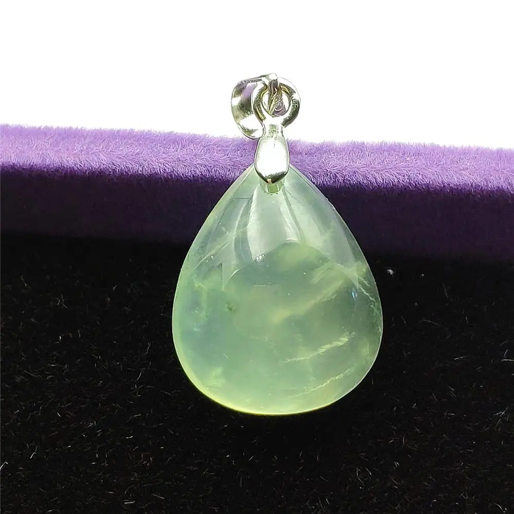 Genuine Natural Green Prehnite Crystal Water Drop Pendant 20x15x8mm Gemstone Clear Bead For Women Men Love Healing AAAAA | Украшения и