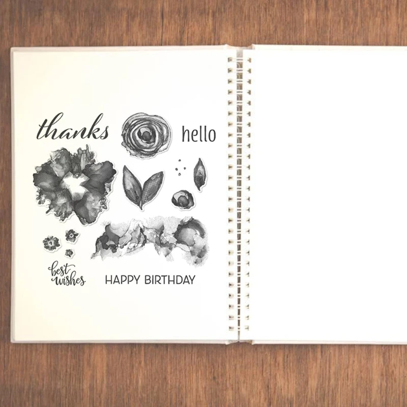 

X37B Thanks Rose Flower Seal Stamp with Cutting Dies Stencil DIY Scrapbooking Embossing Photo Album Decor Paper