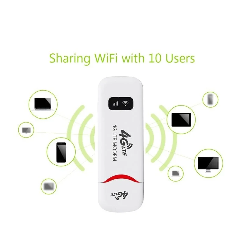

4G Portable Hotspot WiFi Router USB Adapter Router Mobile Broadband 150Mbps LTE with SIM Card U.S. Edition