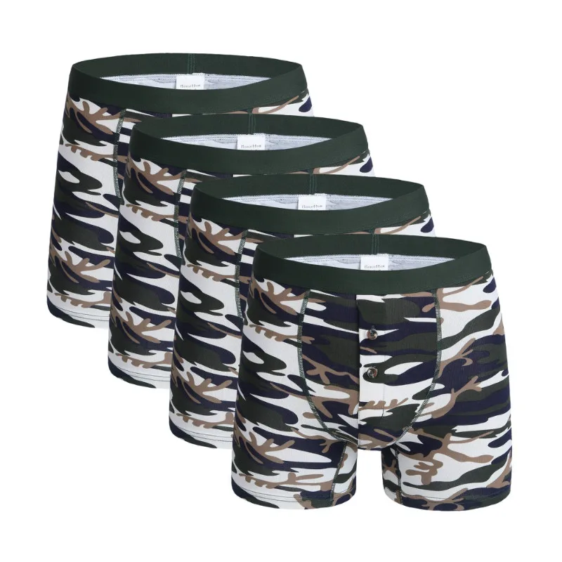 4Pcs 1145 Green Модное мужское хлопковое нижнее белье, Длинные боксеры, шорты, трусы, трусики, сексуальные боксеры, мужские трусы, шорты для мужчин размера плюс, нижнее белье - Цвет: 4Pcs 1145 Green