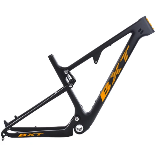 BXT новейший 29er UD Карбон MTB полная Подвеска по пересеченной местности без логотипа BSA Задний амортизатор 165*38 мм* 22 мм рама для горного велосипеда - Цвет: bxt yellow logo