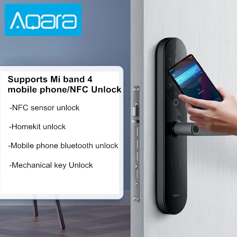 Aqara N100 Умный замок для двери с отпечатком пальца, Bluetooth-паролем и NFC-разблокировкой, работает с Mijia Apple HomeKit Linkage Doorbell on.