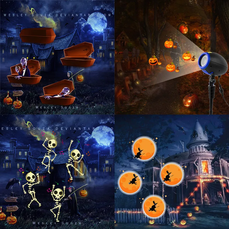 Светодиодный анимационный проектор на Хэллоуин светильник слайдов