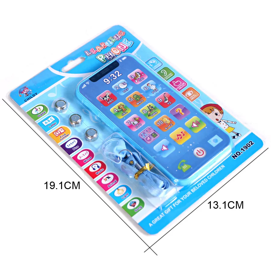 Children's Toy Musical Light-up Phone Baby Portable Telephone in Russian Chirstmas Gift Math Dummy Educational Mobile Smartphone