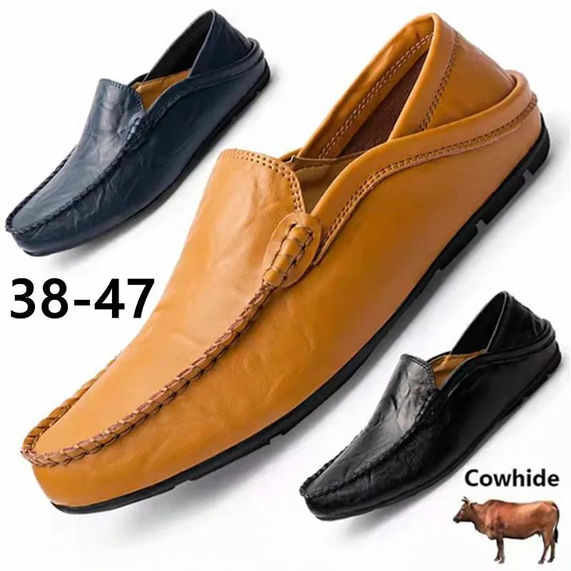 2021 Leather Men Shoes Casual Comfortable Loafers Moccasins High Quality Shoes Male Lightweight Driving Shoes Men Footwear
