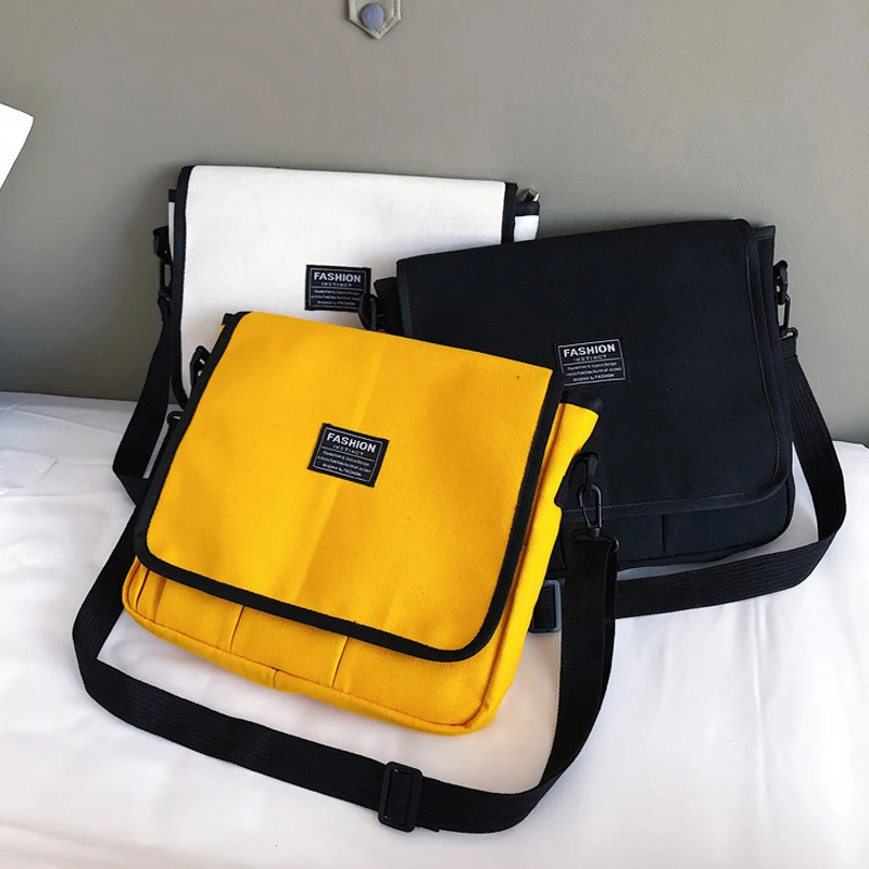 

Casual College Student Messenger Bag Women Letter Print Canvas-Bag For Women 2020 Crossbody Bags Shoulder Bag Bolsas Mujer