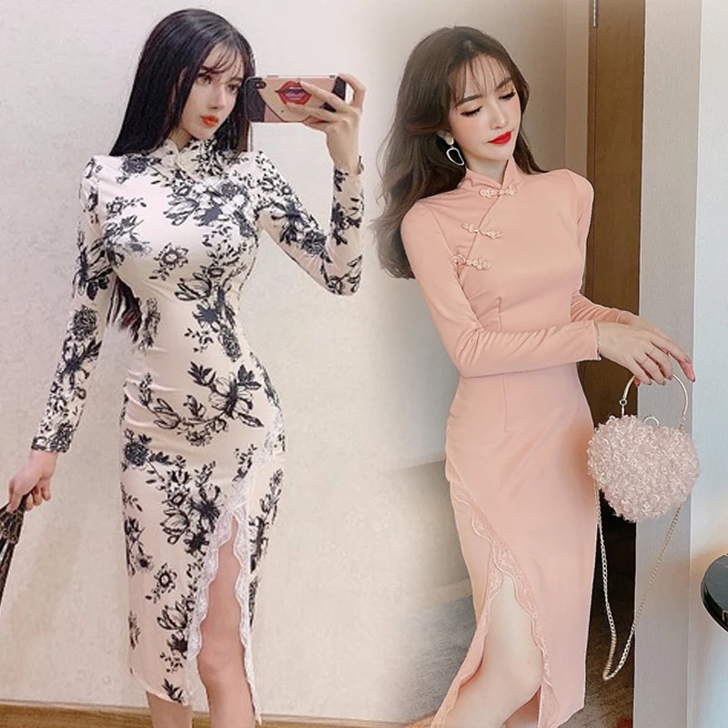 

Женское сексуальное элегантное кружевное длинное платье ханьфу в китайском ретро-стиле Ципао традиционный карнавал банквечерние празднич...