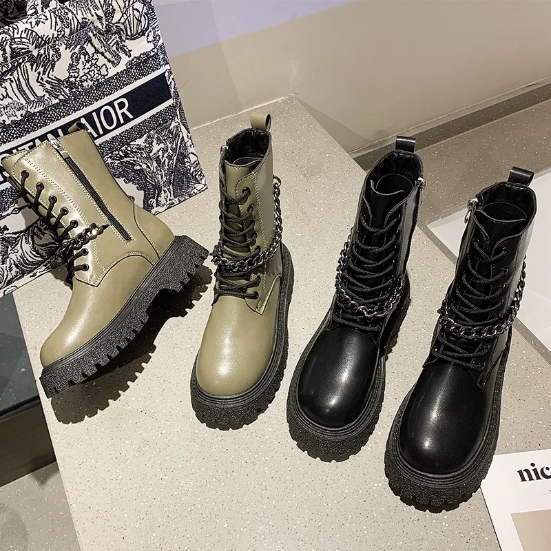

2019 Autumn And Winter British Retro Platform Martin Boots Handsome Motorcycle Boots Fashion.