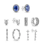 Женские квадратные серьги из серебра 2021 пробы, с паве