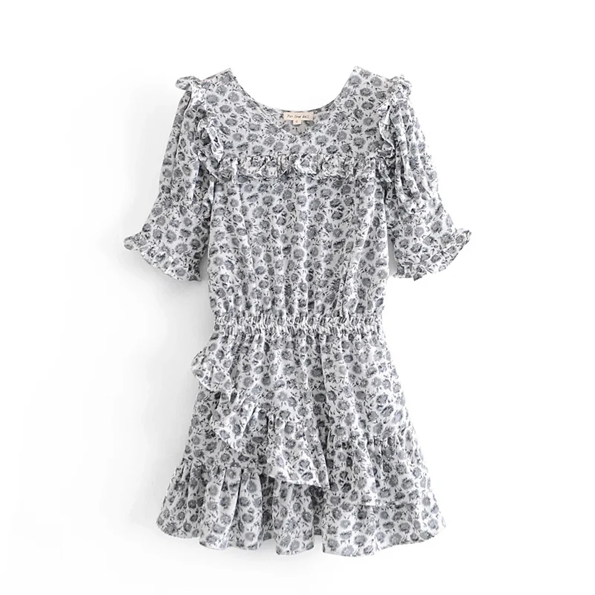 

Элегантные мини-платья DLQZ300 с коротким рукавом и круглым вырезом