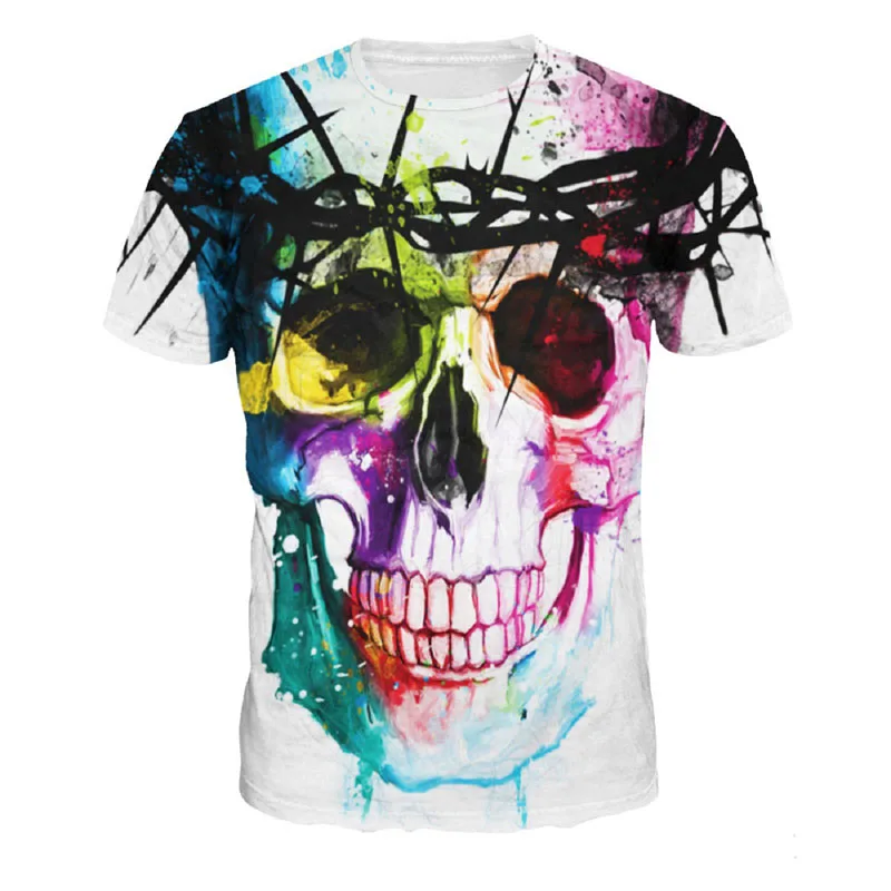 QF цвет забавная футболка в стиле панк Робот человеческий скелет 3D костюмы на