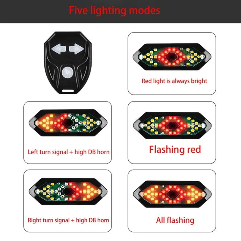 

Bike Turn Signals Remote Control Bicycle Direction Indicator MTB LED Rear Light USB Rechargeable Cycling Taillight