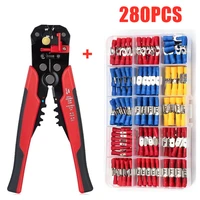 280pcs assorted spade terminals insulated cable connector electrical wire assorted crimp butt ring fork set ring lugs plier