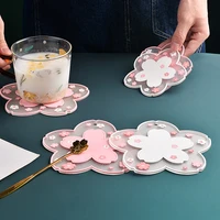 hot sakura coaster for glasses dining table kitchen accessories cup pad table mat non slip insulation pvc placemats table set