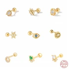 925 стерлингового серебра бренд Aretes представляет серьги из циркона из нержавеющей стали, серьги-гвоздики для женщин девушек слуховая косточка мочки уха Пряжка