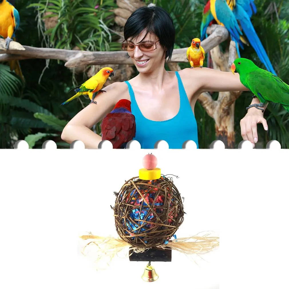 

Creative Gnawing Rattan Ball Toy Portable Bird Pet Supplies Parrot Biting Toy Fun Bird Toy Bird Cage Accessories