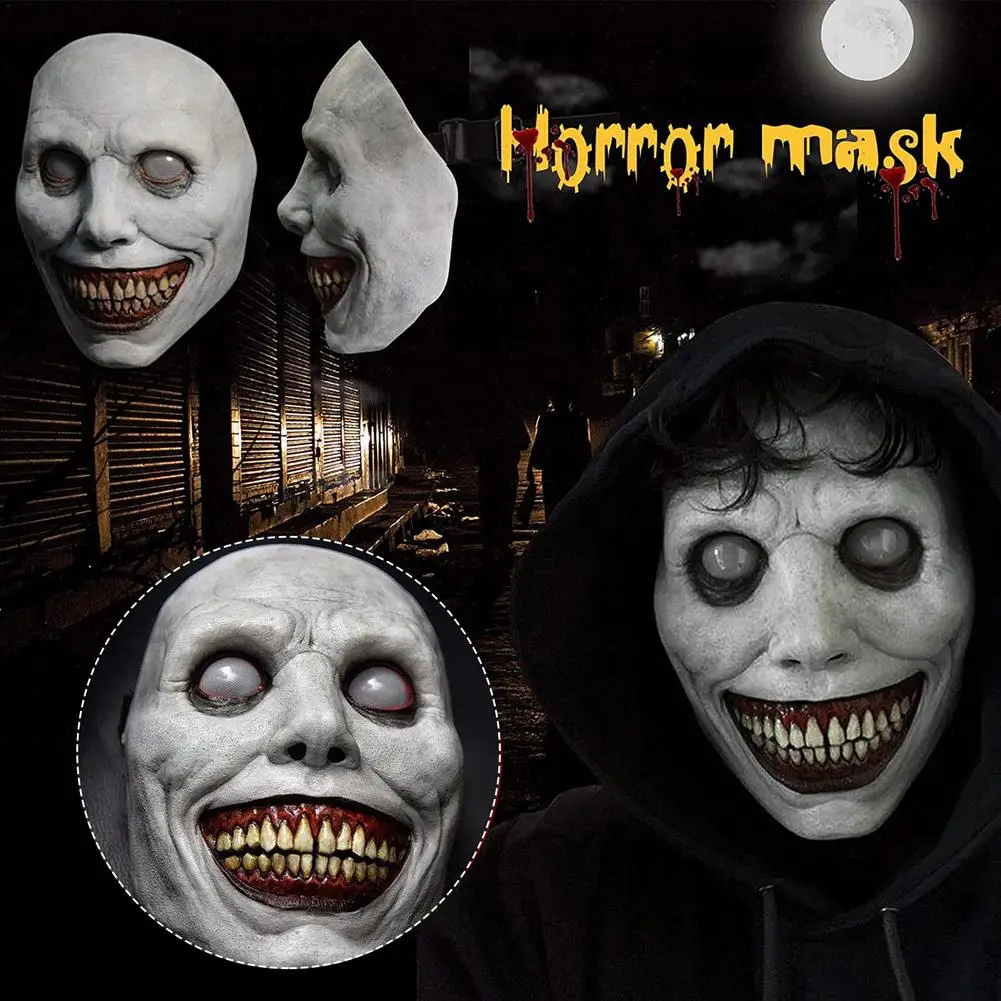 

Creepy Halloween Face Cover Grinning Demon Evil Scary Cosplay Halloween Headgear The Evil Cosplay Mask Horror Holiday Party Prop