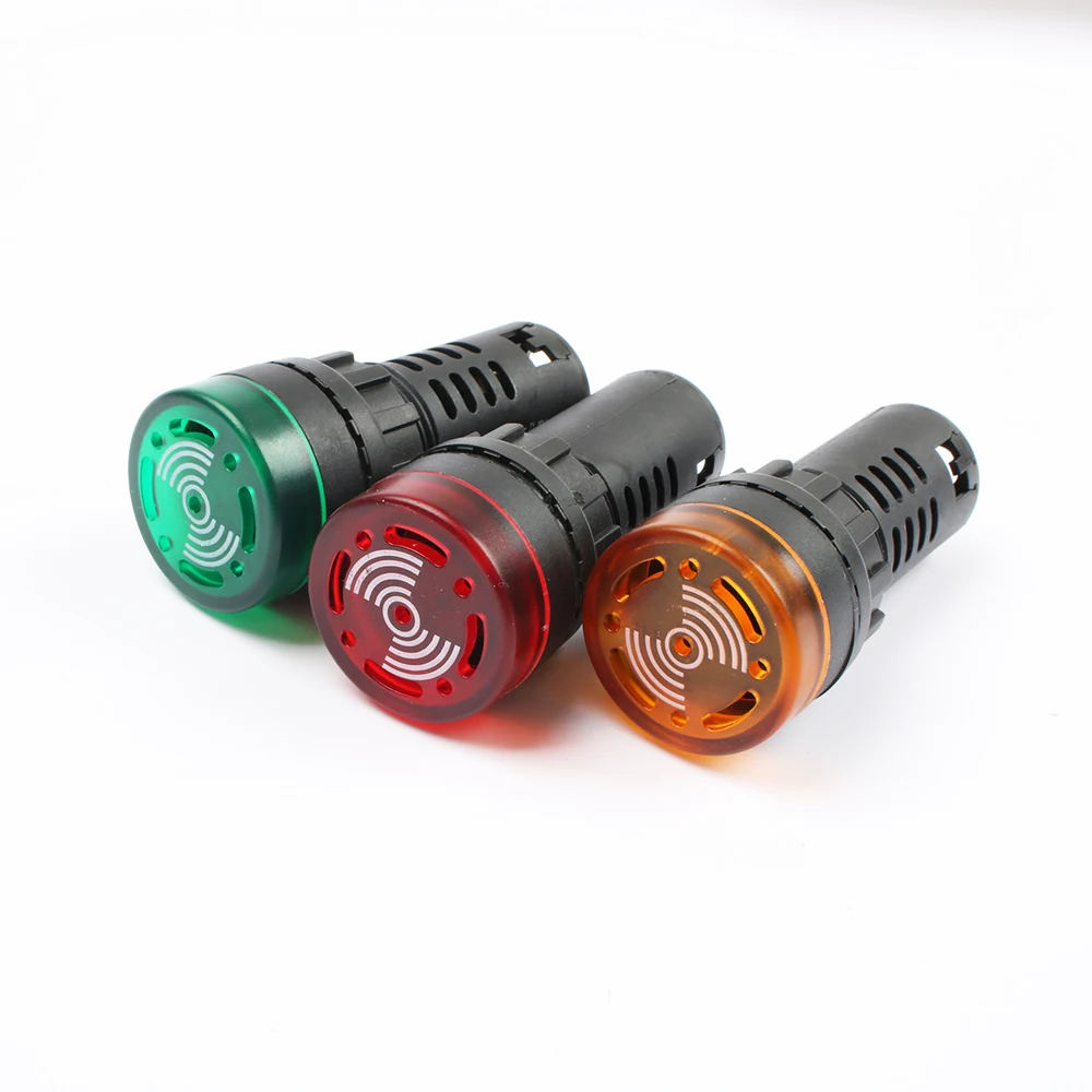 

20pcs/ lot AD16-22SM 22mm 12V 24V 110V 220V Flash Signal Light Red warning Buzzer Beep Alarm industrial plastic Indicator switch