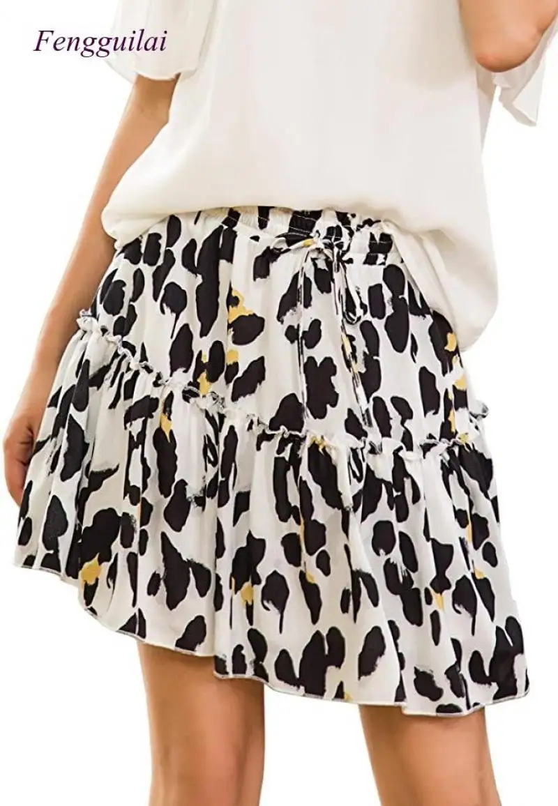 

Summer New Fashion Casual Pleated Women's Skirt With Ruffle Half Body Bandage A-line Skirt 2020