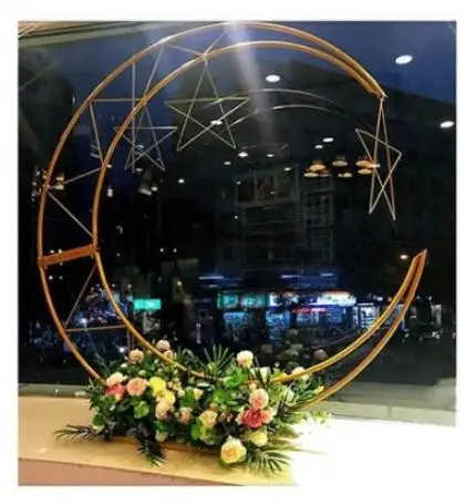 

New wedding props iron moon boat decoration wedding background window decoration iron moon teeth shelf can be customized