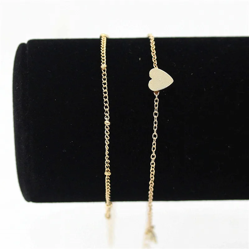 Женские многослойные браслеты простые золотые пляжные в форме сердца подарок на