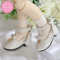 bjd doll shoes are suitable for 16 size casual princess style leather shoes with bow heel shoes in classic pink and white