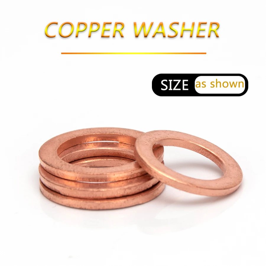 M5 M6 M8 M10 M12 M14 M16 M18 M20 M22 M24 M27 M30 M33 Red Copper Brass Flat Gasket Crush Sealing Washer Seal Ring | Спорт и