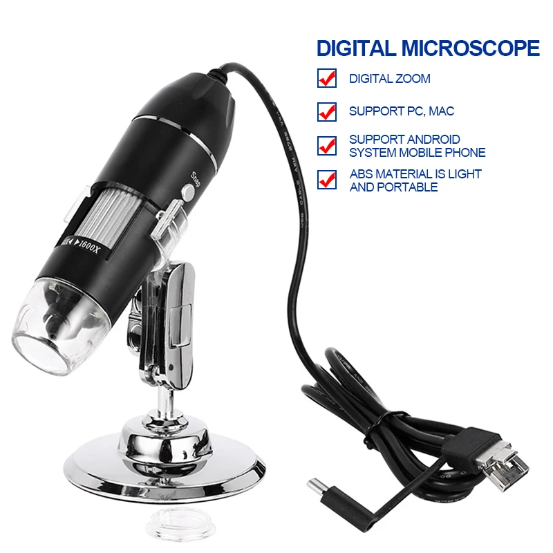 

Adjustable 1600X 2MP 8 LED Digital Microscope Handheld Portable Digital USB Magnifier Electronic HD Magnification Endoscope Tool