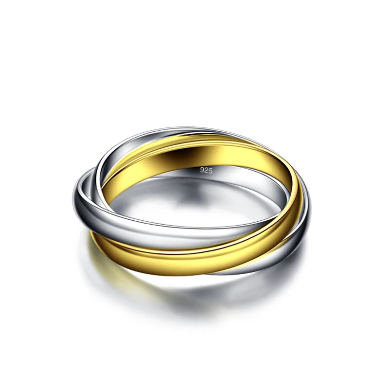 Новый Классический Стиль серебряный цвет кольцо для женщин простой три-кольцо