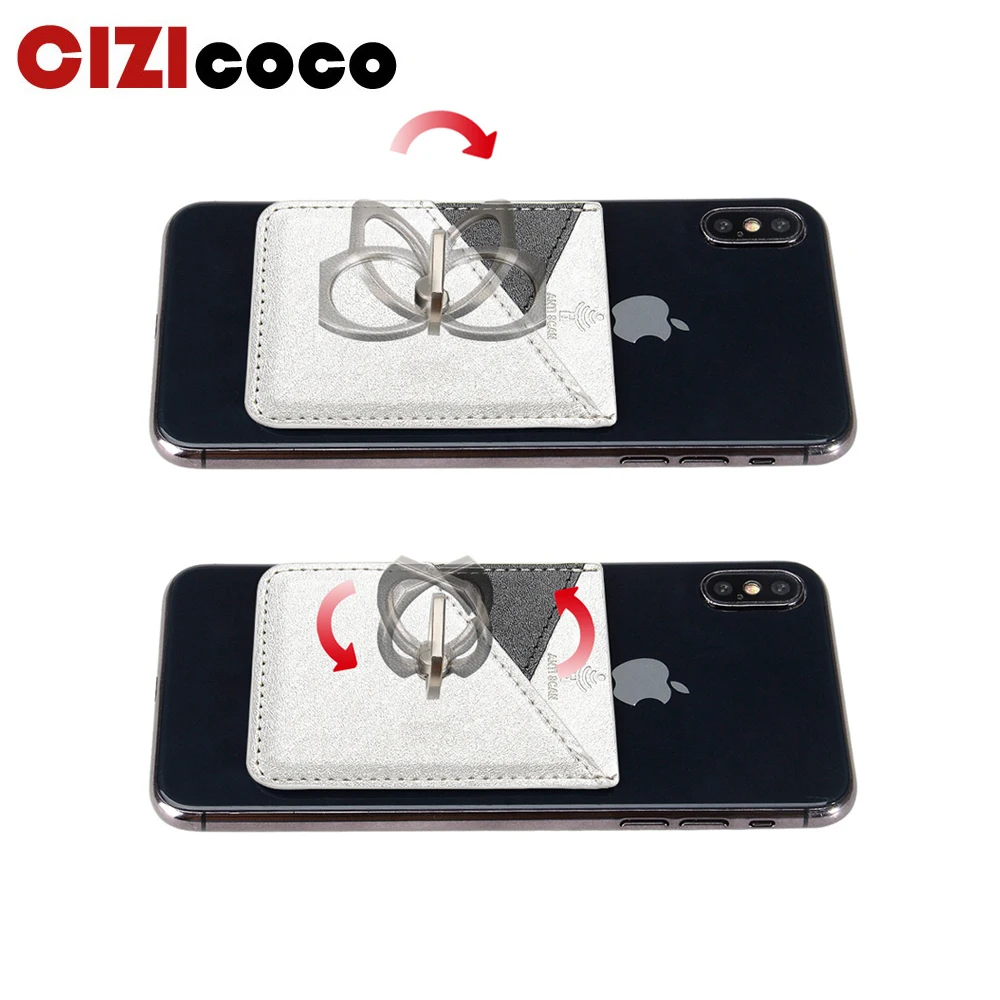 

Fashion Leather Pocket Card Holder Sticker Case For iPhone 11 Pro X XS Max XR Samsung Huawei Xiaomi Smartphone Pouch Card Holder