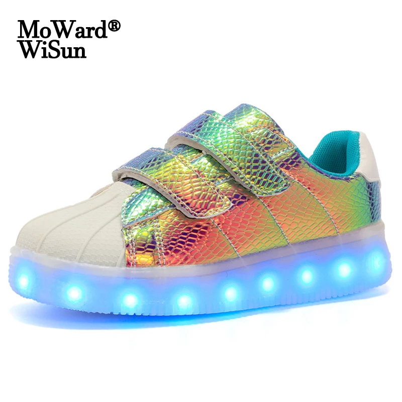 

Size 25-37 Kids Luminous Shoes with Lighted sole Children Sneakers with LED Lights USB Charged Glowing Sneakers for Boys Girls