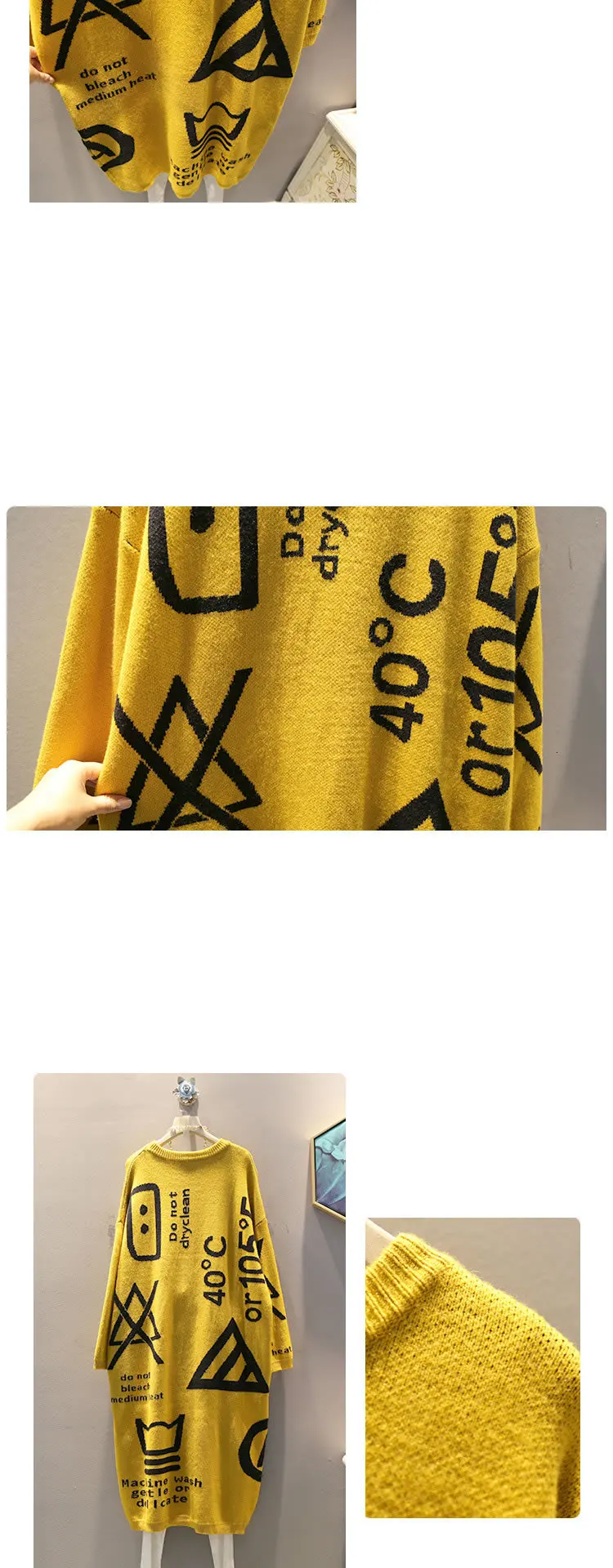 TVVOVVIN Knitted Geometrical Sweater Women Pullover Autumn Letter Small Fresh O Neck Full Sleeve Casual Style Sweater L530