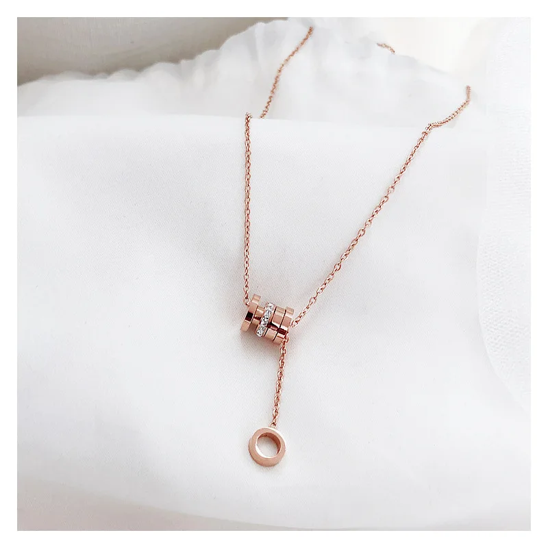 

1Pcs Titanium Steel Tide Latest Contracted Joker Roman Writing Short Chain Tassel Clavicle Female Ornaments