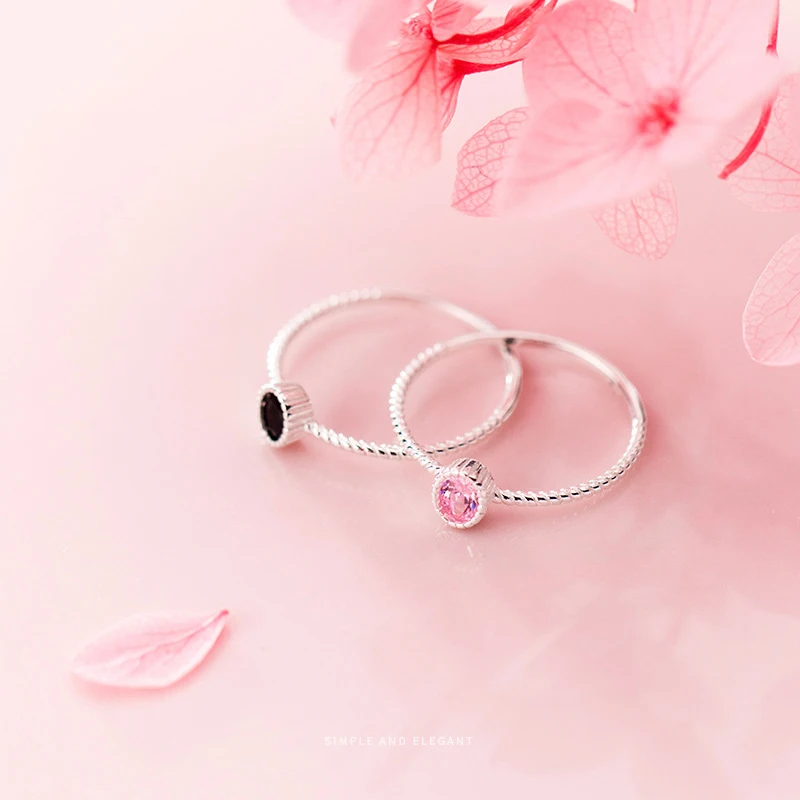 Modian 2021 популярные простые черно-розовое кольцо с кристаллом для женщин 925