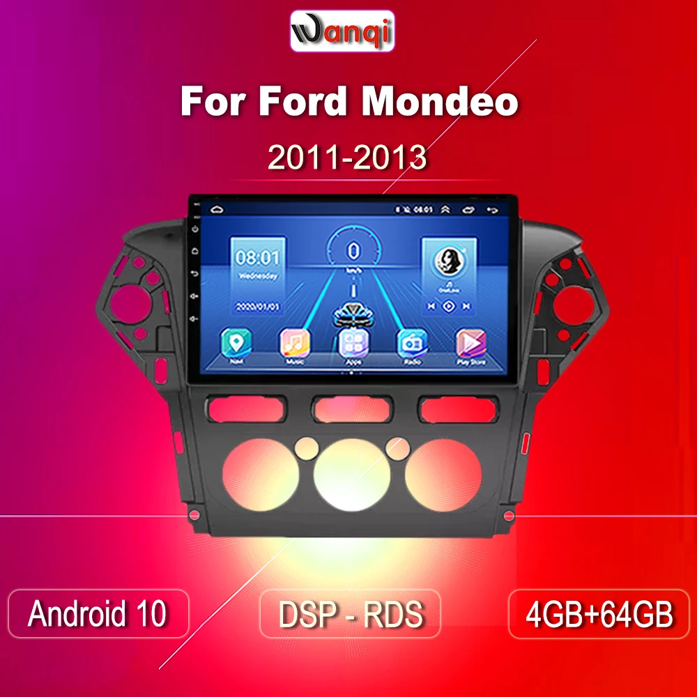 

Wanqi 10 дюймов Android 10,0 автомобильный DVD GPS мультимедийный плеер для Ford Mondeo 2011-2013 авто навигационная система стерео Bluetooth
