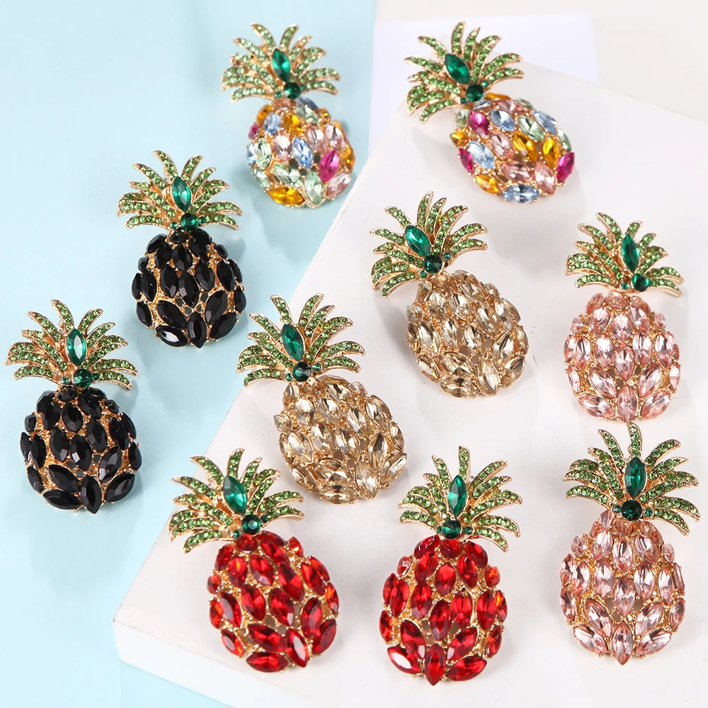 

Ztech Fashion Big Pineapple-Shaped 6 Color Rhinestone Dangle Drop Earrings High-Quality Crystals Jewelry Accessories For Women