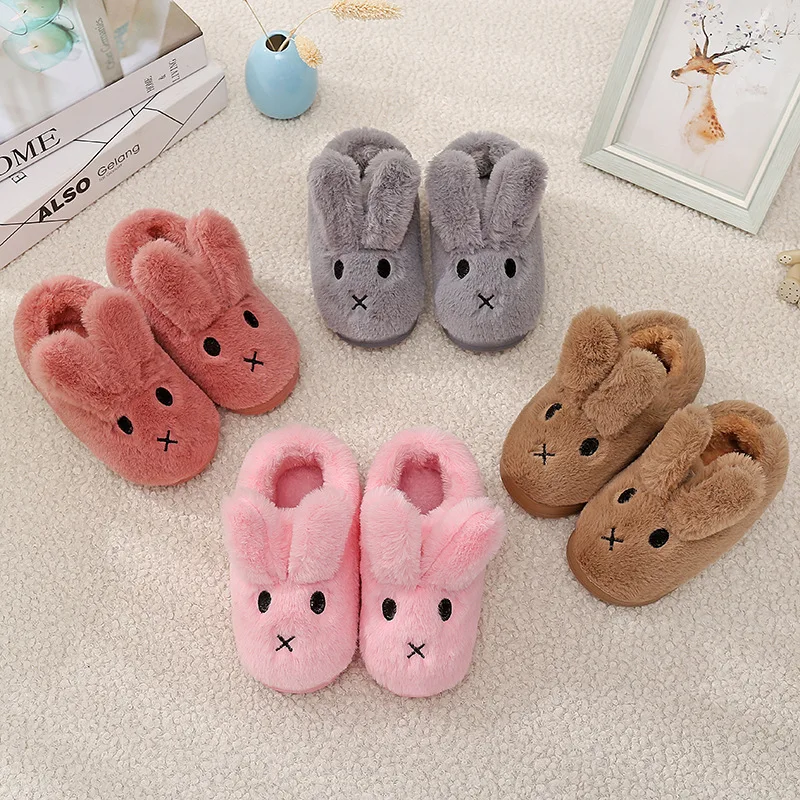 

Children New Cotton Shoes Girls Baby Indoor Non-slip Soft-soled Cotton Shoes Boys Cute Rabbit Shoes Warm Hot Kids Winter Shoes