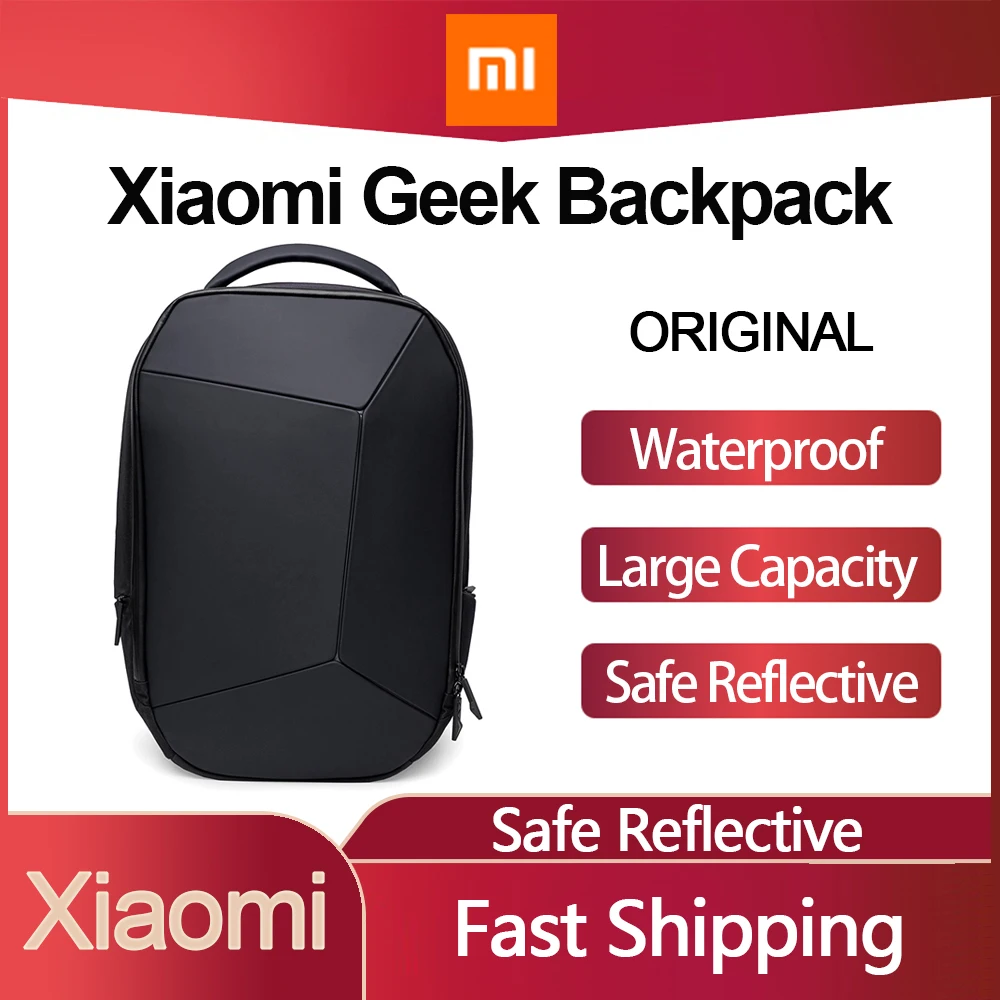 

Мужской водонепроницаемый рюкзак Xiaomi Mi Geek, безопасная Светоотражающая сумка, вместительный рюкзак для ноутбука 15,6 дюймов, рюкзак для игров...