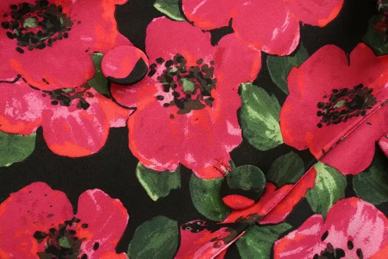 JuneLove Женский Осенний блейзер с длинными рукавами, куртки с цветочным принтом в винтажном стиле, Женский Длинный блейзер с поясом, Повседневная Уличная одежда, женская верхняя одежда
