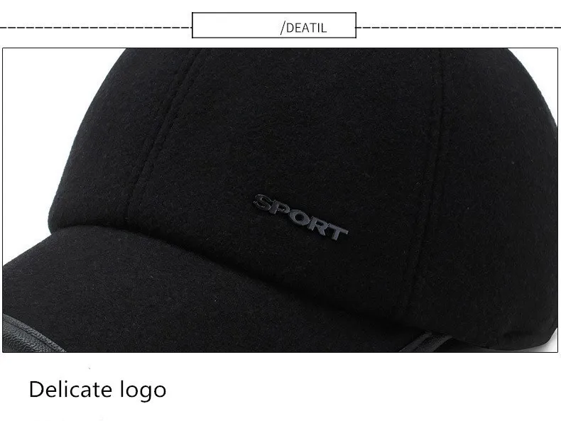 Теплая хлопковая Толстая Кепка Snapback Горячая зимняя бейсболка для мужчин с ушками мужские шапки для отца защита ушей