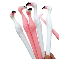 50pcs korea stationery cartoon flamingo soft gel pen 0 5mm black pen kawaii school supplies gel pens