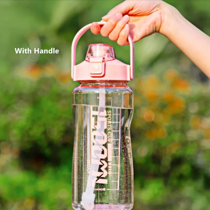 

1.5L/2.0L Large Capacity Water Bottle With Straw BPA Free Gym Fitness Drinking Bottle Outdoor Camp Cycling Sport Shaker Bottle