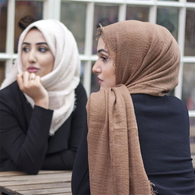 180X95CM Women Classic Muslim Crinkle Hijab Scarf Soft Cotton Head Scarves Turban Shawls Wraps Islamic Headband Femme Musulman 3