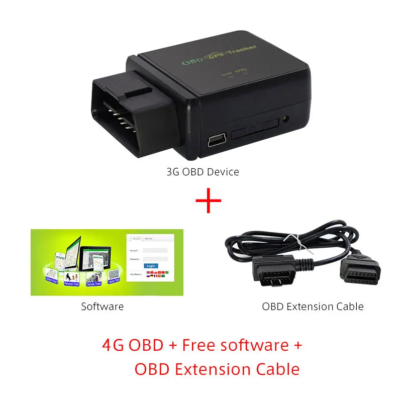 4G-Free Soft-Cable Gps трекер Автомобильный OBD локатор задний 3g 4G 2G OBDii диагностический инструмент DTC код голосовой монитор вибрационная сигнализация Geo отслеживание реального времени - Цвет: 4G-Free Soft-Cable