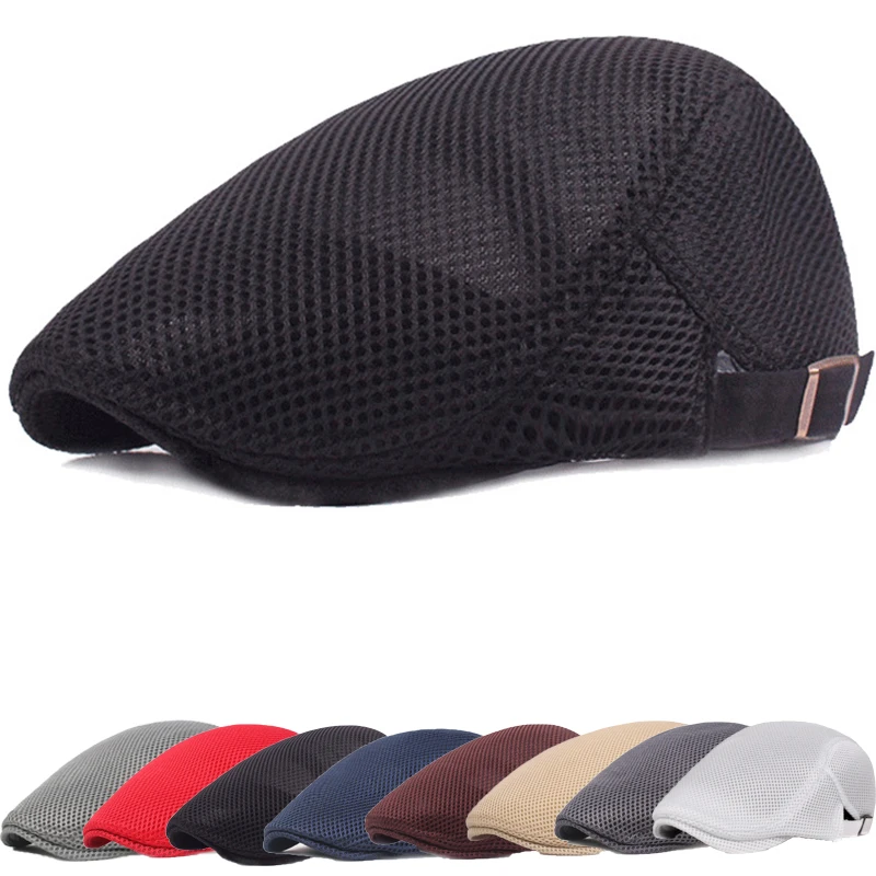 

Кепка унисекс от солнца, дышащая сетчатая кепка газетчика, модная уличная шляпа от солнца, плоская кепка, регулируемая, лето 2021