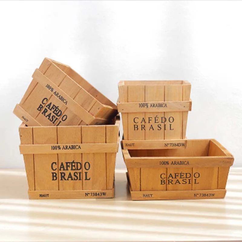 Деревянная корзина для хранения суккулентов растений 1 шт.|Корзины хранения| |